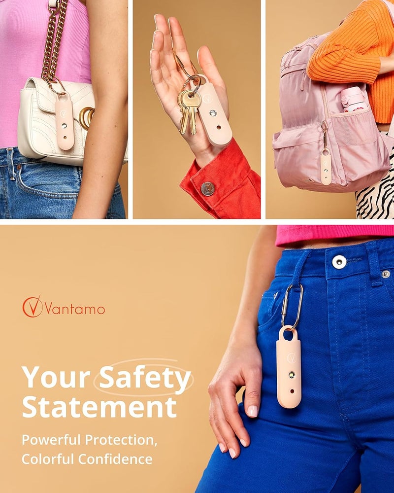 Vantamo Personal Alarm for Self Defense with Low Battery Notice, Strobe Light & Extra Loud 130 dB Double Speakers Safety Keychain Set for Women, Rechargeable Panic Button for Womens Self Defense - Image 2